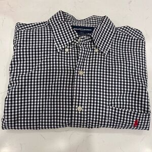 Vintage Ralph Lauren Men's Large Gingham Golf Button Down Shirt Tilden Cotton